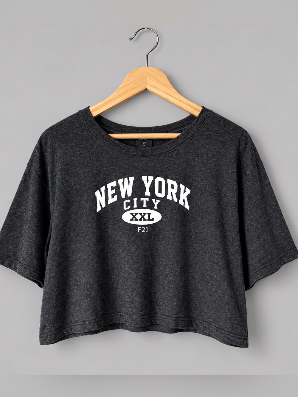 Y2K American Apparel New York City Cropped Tee Charcoal Streetwear